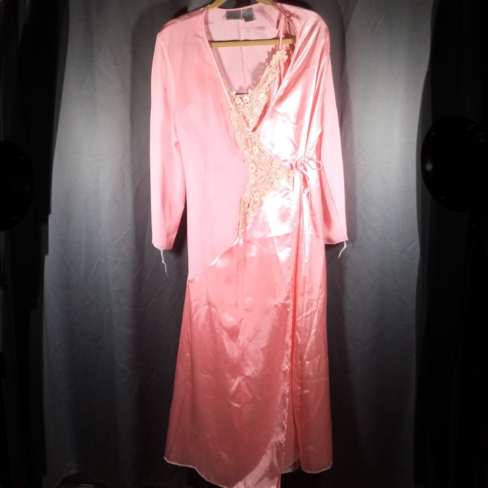 Madison Intimates Pink Beaded Gown & Robe L